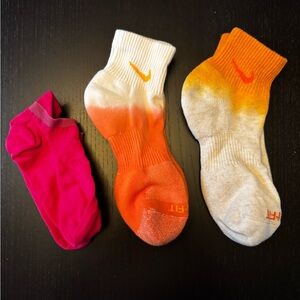 Nike Women's Socks - 3 Pair of Pink, Orange, White Socks